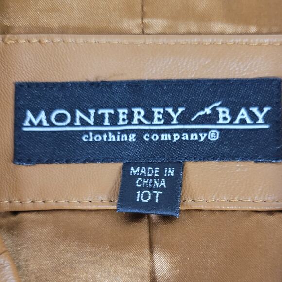 Monterey Bay Brown Genuine Leather Single Breasted Blazer Size 10T Tailored EUC - Picture 9 of 12